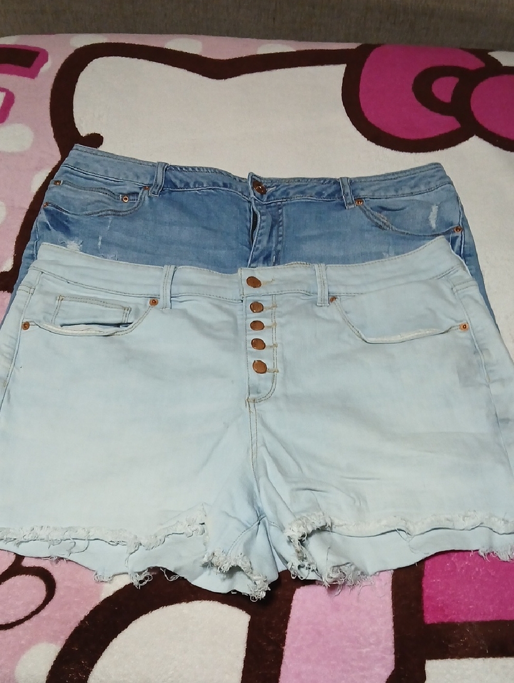 Maurices Light Blue High-Rise Button-Fly Denim Shorts